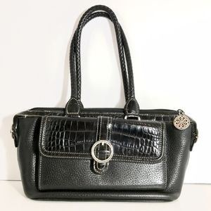 Crocodile Black Leather Satchel